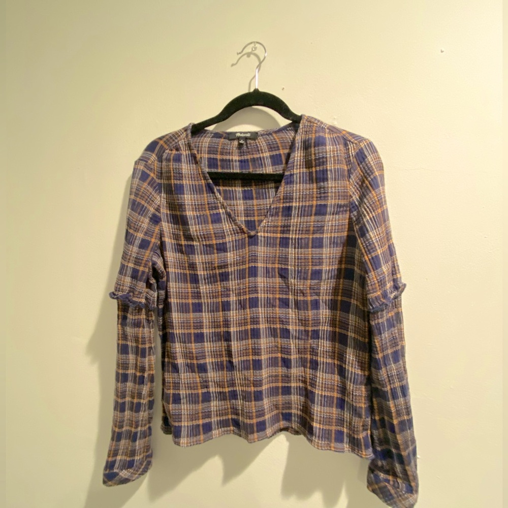 Madewell plaid cotton blouse. Contact for bundles